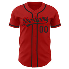 Load image into Gallery viewer, Custom Red Black Authentic Baseball Jersey
