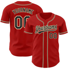 Load image into Gallery viewer, Custom Red Black-City Cream Authentic Baseball Jersey

