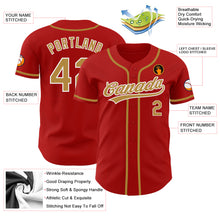 Load image into Gallery viewer, Custom Red Old Gold-White Authentic Baseball Jersey
