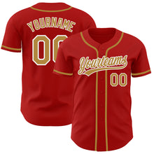 Load image into Gallery viewer, Custom Red Old Gold-White Authentic Baseball Jersey
