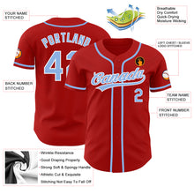 Load image into Gallery viewer, Custom Red Light Blue-White Authentic Baseball Jersey
