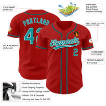 Load image into Gallery viewer, Custom Red Teal-Black Authentic Baseball Jersey
