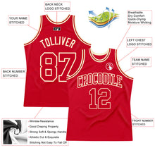 Load image into Gallery viewer, Custom Red Red-Cream Authentic Throwback Basketball Jersey
