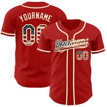 Load image into Gallery viewer, Custom Red Vintage USA Flag-Cream Authentic Baseball Jersey

