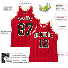 Load image into Gallery viewer, Custom Red Black Pinstripe Black-Cream Authentic Basketball Jersey
