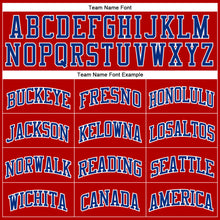 Load image into Gallery viewer, Custom Red White Pinstripe Royal-White Authentic Basketball Jersey
