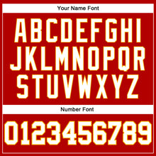 Load image into Gallery viewer, Custom Red White Pinstripe White-Gold Authentic Basketball Jersey
