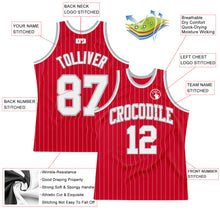 Load image into Gallery viewer, Custom Red White Pinstripe White-Gray Authentic Basketball Jersey
