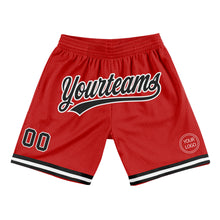 Load image into Gallery viewer, Custom Red Black-White Authentic Throwback Basketball Shorts
