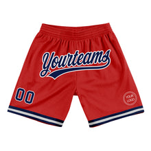 Load image into Gallery viewer, Custom Red Navy-White Authentic Throwback Basketball Shorts
