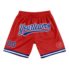 Load image into Gallery viewer, Custom Red Royal-White Authentic Throwback Basketball Shorts
