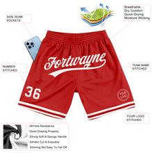 Load image into Gallery viewer, Custom Red White Authentic Throwback Basketball Shorts
