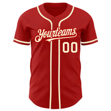 Load image into Gallery viewer, Custom Red Cream Authentic Baseball Jersey
