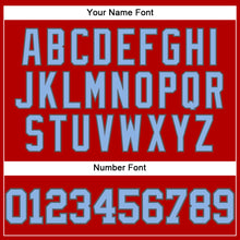 Load image into Gallery viewer, Custom Red Light Blue-Steel Gray Authentic Baseball Jersey
