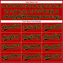 Load image into Gallery viewer, Custom Red Black Pinstripe Old Gold Authentic Baseball Jersey
