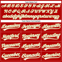 Load image into Gallery viewer, Custom Red White Pinstripe Old Gold Authentic Baseball Jersey
