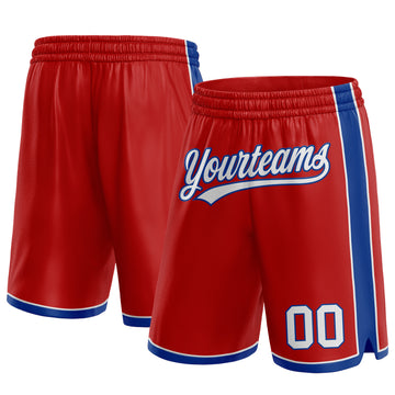 Custom Red White-Royal Authentic Basketball Shorts