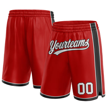 Custom Red White-Black Authentic Basketball Shorts