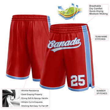 Custom Red White-Light Blue Authentic Basketball Shorts