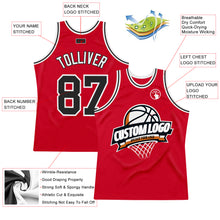 Load image into Gallery viewer, Custom Red Black-White Authentic Throwback Basketball Jersey
