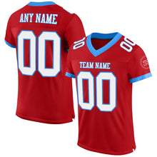 Load image into Gallery viewer, Custom Red White-Electric Blue Mesh Authentic Football Jersey
