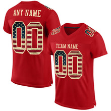 Load image into Gallery viewer, Custom Red Vintage USA Flag-City Cream Mesh Authentic Football Jersey
