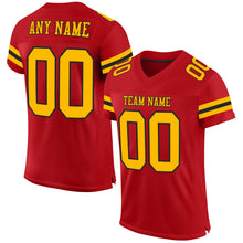 Load image into Gallery viewer, Custom Red Gold-Black Mesh Authentic Football Jersey
