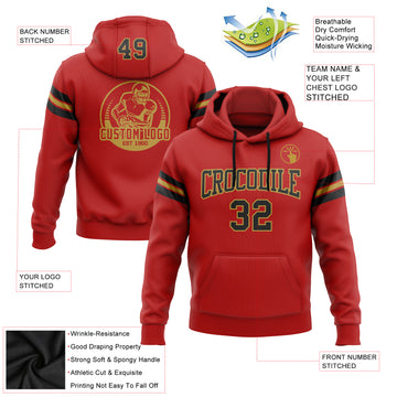 Custom Stitched Red Black-Old Gold Football Pullover Sweatshirt Hoodie