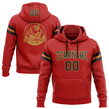 Custom Stitched Red Black-Old Gold Football Pullover Sweatshirt Hoodie