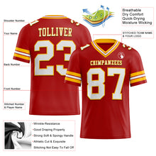 Load image into Gallery viewer, Custom Red White-Gold Authentic Football Jersey
