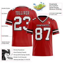 Load image into Gallery viewer, Custom Red White-Black Authentic Football Jersey
