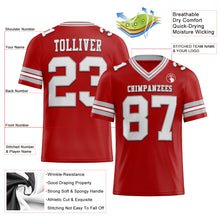 Load image into Gallery viewer, Custom Red White-Gray Authentic Football Jersey
