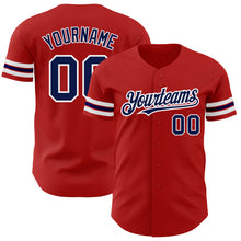 Load image into Gallery viewer, Custom Red Navy-White Authentic Baseball Jersey
