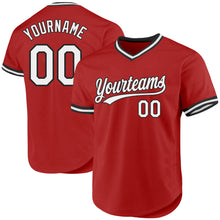 Load image into Gallery viewer, Custom Red Gray-Black Authentic Throwback Baseball Jersey
