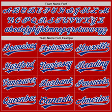 Load image into Gallery viewer, Custom Red Royal-White Authentic Throwback Baseball Jersey
