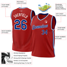 Load image into Gallery viewer, Custom Red Royal-White Authentic Throwback Basketball Jersey
