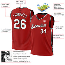 Load image into Gallery viewer, Custom Red White-Black Authentic Throwback Basketball Jersey
