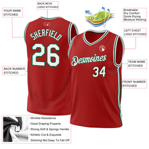 Custom Red White-Kelly Green Authentic Throwback Basketball Jersey