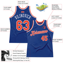 Load image into Gallery viewer, Custom Royal Orange-White Authentic Throwback Basketball Jersey

