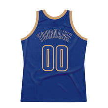Load image into Gallery viewer, Custom Royal Royal-Old Gold Authentic Throwback Basketball Jersey
