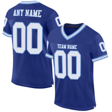 Load image into Gallery viewer, Custom Royal White-Light Blue Mesh Authentic Throwback Football Jersey
