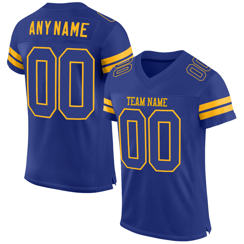 Custom Royal Royal-Gold Mesh Authentic Football Jersey