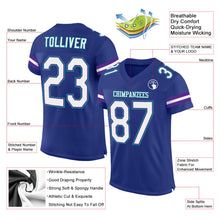 Load image into Gallery viewer, Custom Royal White-Purple Mesh Authentic Football Jersey
