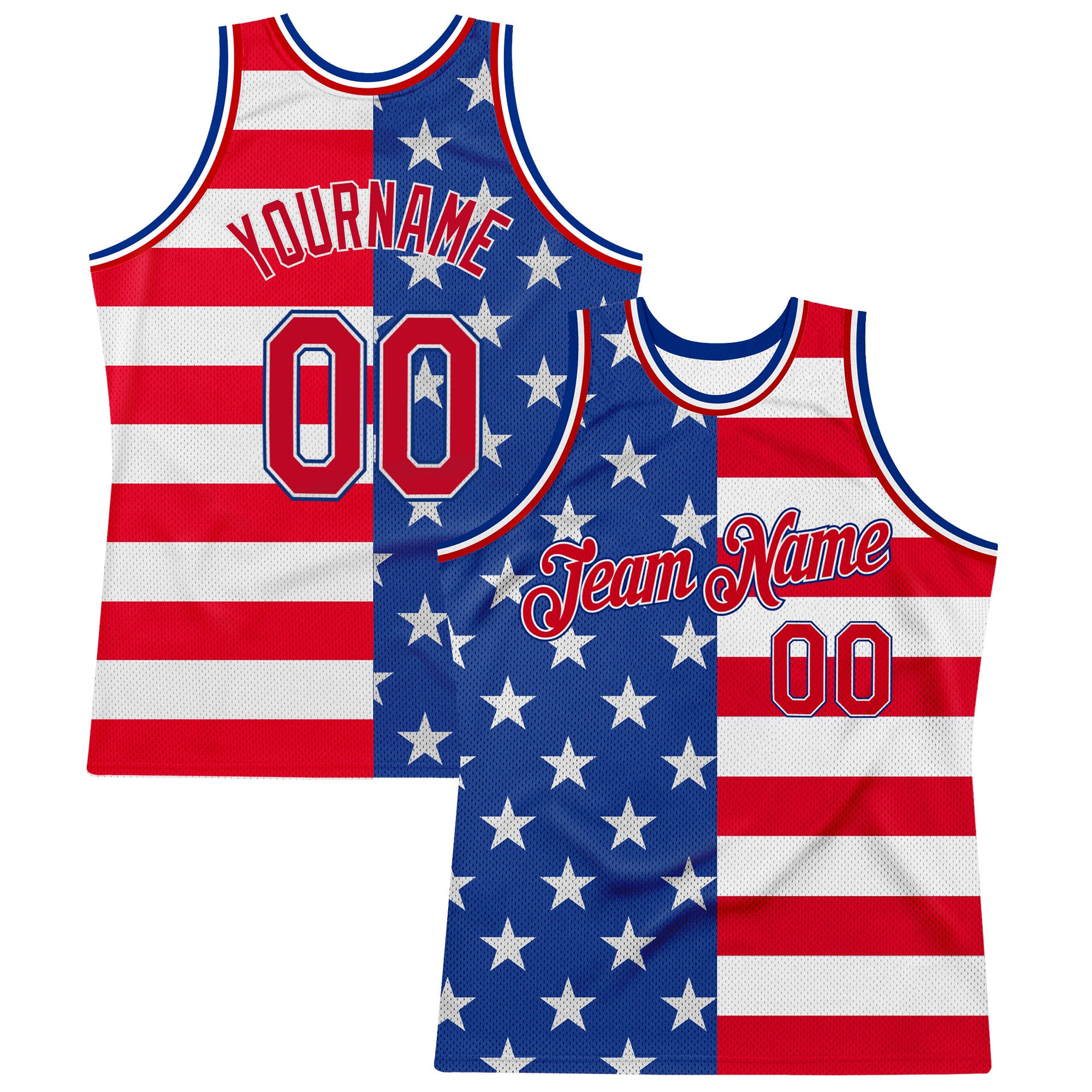924 Hustle Red, White, Blue, Grey Custom Basketball Uniforms