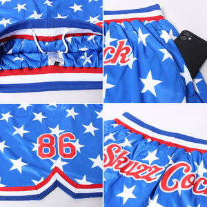 Custom Royal Red-White 3D Pattern Design American Flag Authentic Basketball Shorts