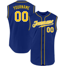 Load image into Gallery viewer, Custom Royal Gold-White Authentic Sleeveless Baseball Jersey
