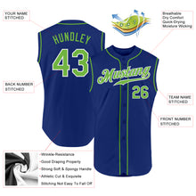 Load image into Gallery viewer, Custom Royal Neon Green-White Authentic Sleeveless Baseball Jersey
