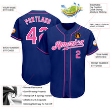 Load image into Gallery viewer, Custom Royal Pink-White Authentic Baseball Jersey
