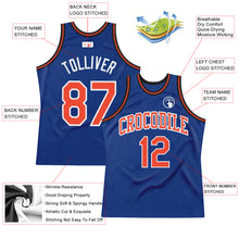 Load image into Gallery viewer, Custom Royal Orange-White Authentic Throwback Basketball Jersey
