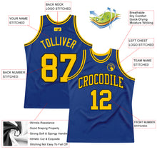 Load image into Gallery viewer, Custom Royal Gold-Black Authentic Throwback Basketball Jersey
